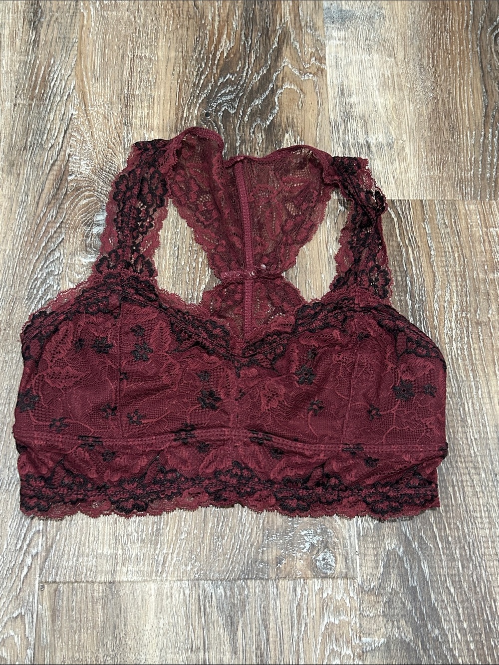 •DAYTRIP•Burgundy+Black•Lace Racerback Bralette